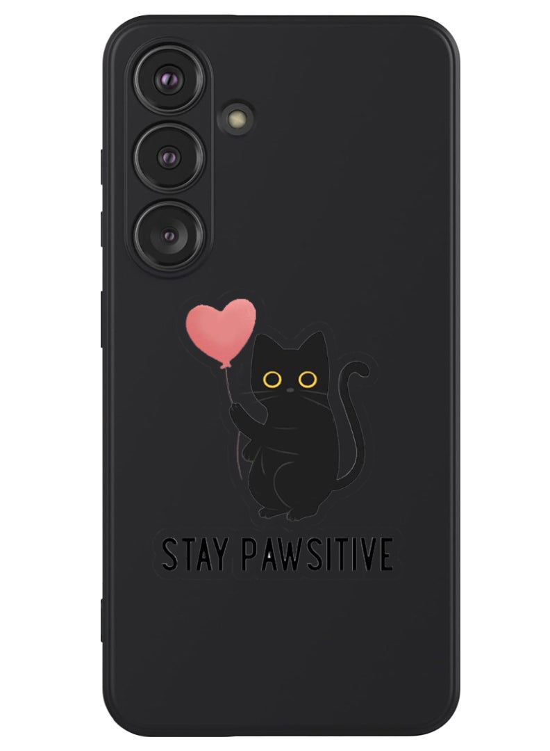 Theodor Protective Slim Fit Case Liquid Silicone Cover with Full Body Protection Anti-Scratch Shockproof Case For Samsung Galaxy S24 (Black) - Stay Pawsitive - Image 1