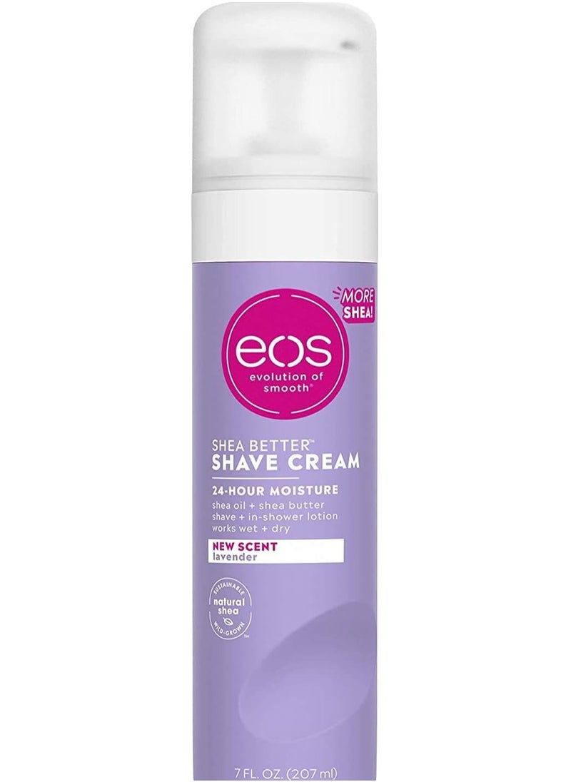 EOS eos Shea Better 24H Moisture Shaving Cream- Lavender, natural shea made for sensitive skin, 7 FL.OZ. (207ml)  - Image 1