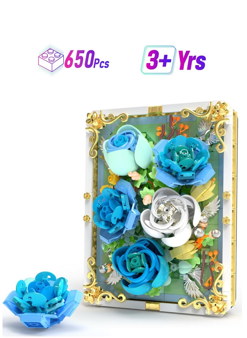 SOLARAE مجموعة ألعاب الزهور للبناء للبالغين، ديكور مكتب المنزل إطار فني للزهور، أفكار هدايا ليوم الأم أو عيد الحب للبالغين والأطفال - Image 1