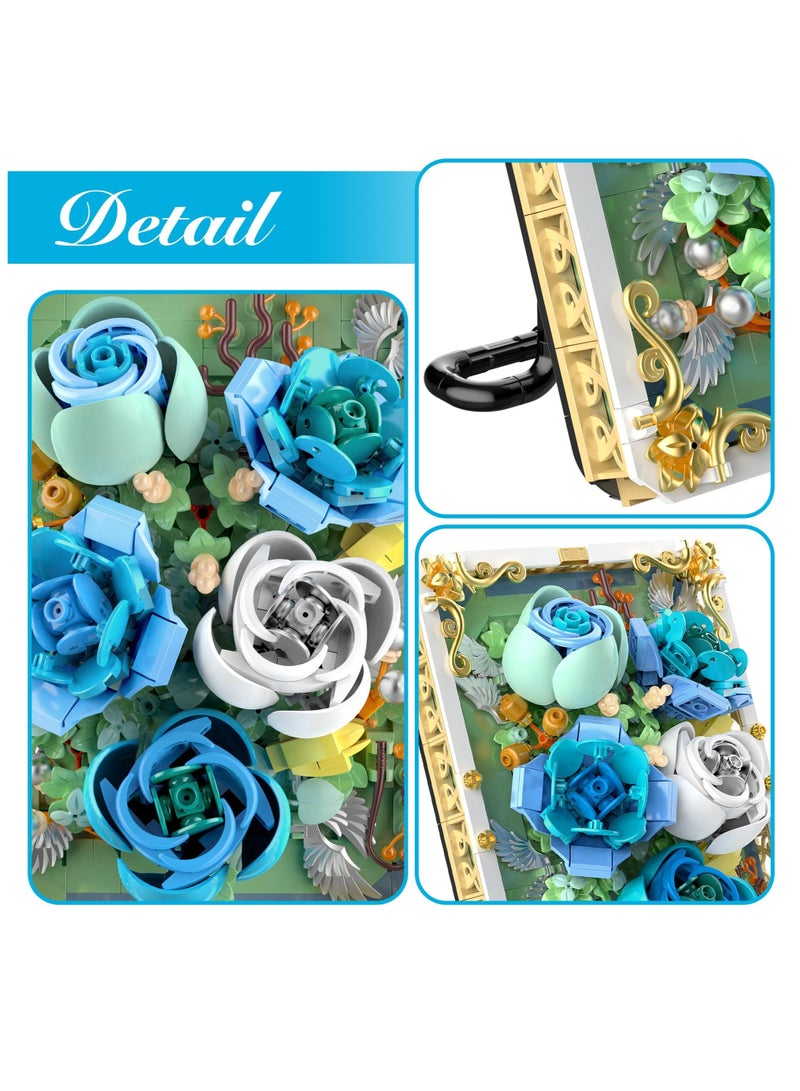 SOLARAE مجموعة ألعاب الزهور للبناء للبالغين، ديكور مكتب المنزل إطار فني للزهور، أفكار هدايا ليوم الأم أو عيد الحب للبالغين والأطفال - Image 5