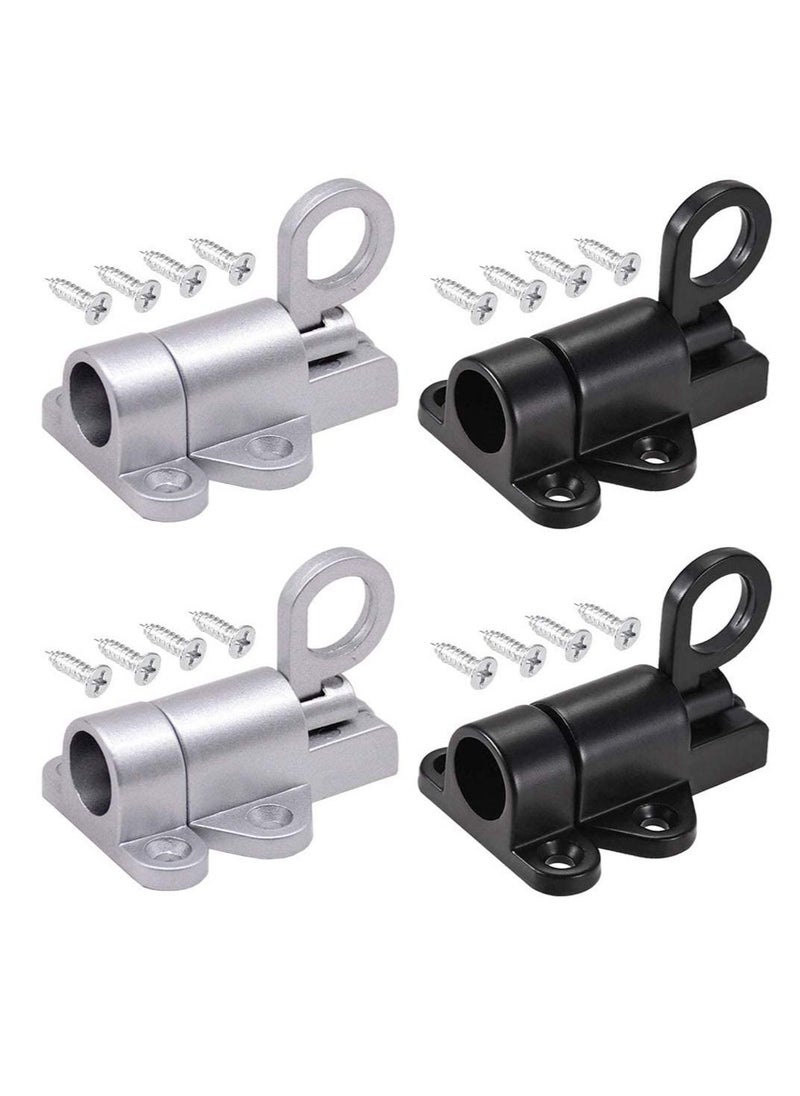 Excefore 4 Pcs Spring Latch Bolt,Automatic Latch Lock,Spring Lock Automatic Spring Latch,Pull Ring Door Bolt with Screws,Suitable for Windows Wooden Doors,Courtyard Doors,Cabinet Doors(Black and Silver Gray)  - Image 1