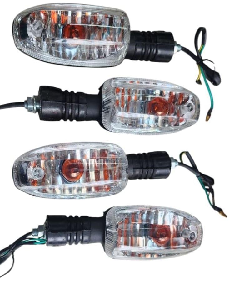 Premium Orginal Style Bike Turn Inidicators Clear Glass Amber Light Set Of 4 For Bajaj Pulsar 150 F Heavy Quality