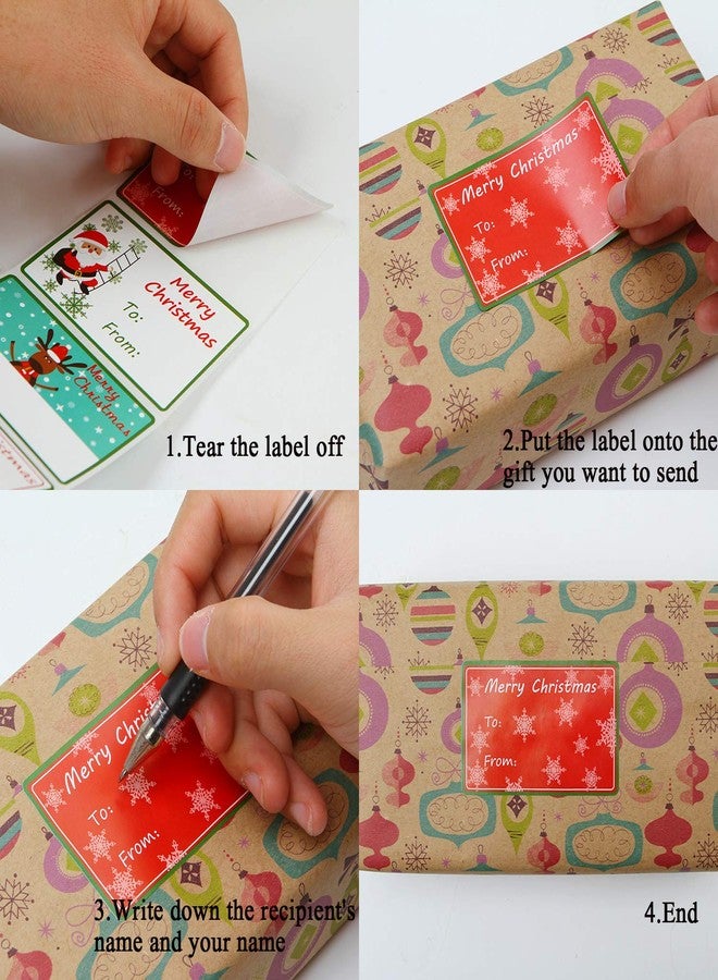 Elcoho 300 Pieces Christmas Self Adhesive Gift Tag Self Stick Stickers Gift Name Tag Christmas Stickers with 6 Different Designs (Color A) - Image 4