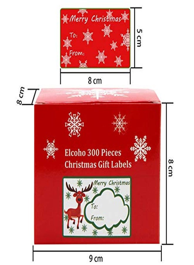 Elcoho 300 Pieces Christmas Self Adhesive Gift Tag Self Stick Stickers Gift Name Tag Christmas Stickers with 6 Different Designs (Color A) - Image 2