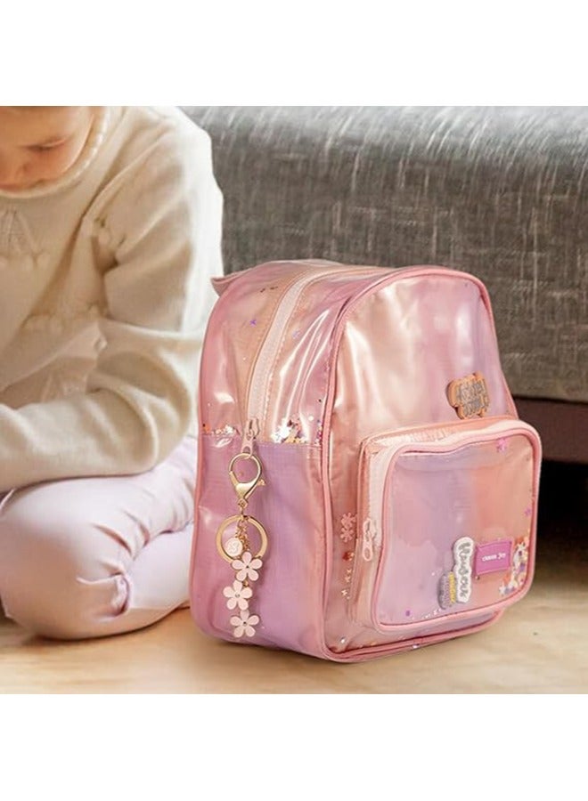 VIUAUAX حلقة مفاتيح، سلسلة مفاتيح بحرف أولي، زينة زهور بيضاء/وردية، سلسلة مفاتيح سيارة مضادة للضياع، سلسلة مفاتيح بأحرف لطيفة، مناسبة لحقائب اليد والحقائب وحقائب الظهر والمحافظ. - Image 4