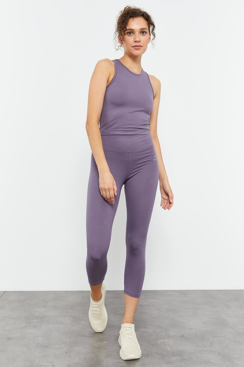 Tommy Life Purple Women's High Waist Capri-Crop Tank Tights Set - 95284  - Image 1