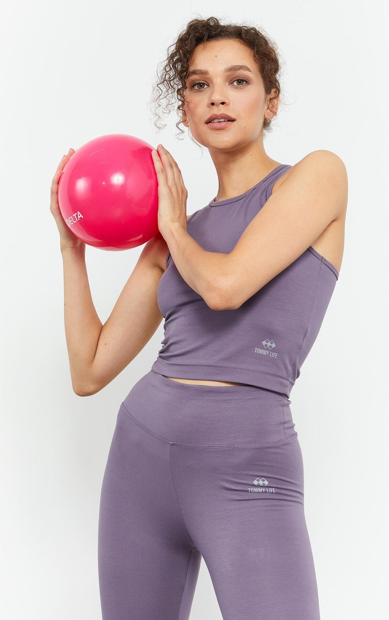 Tommy Life Purple Women's High Waist Capri-Crop Tank Tights Set - 95284  - Image 3