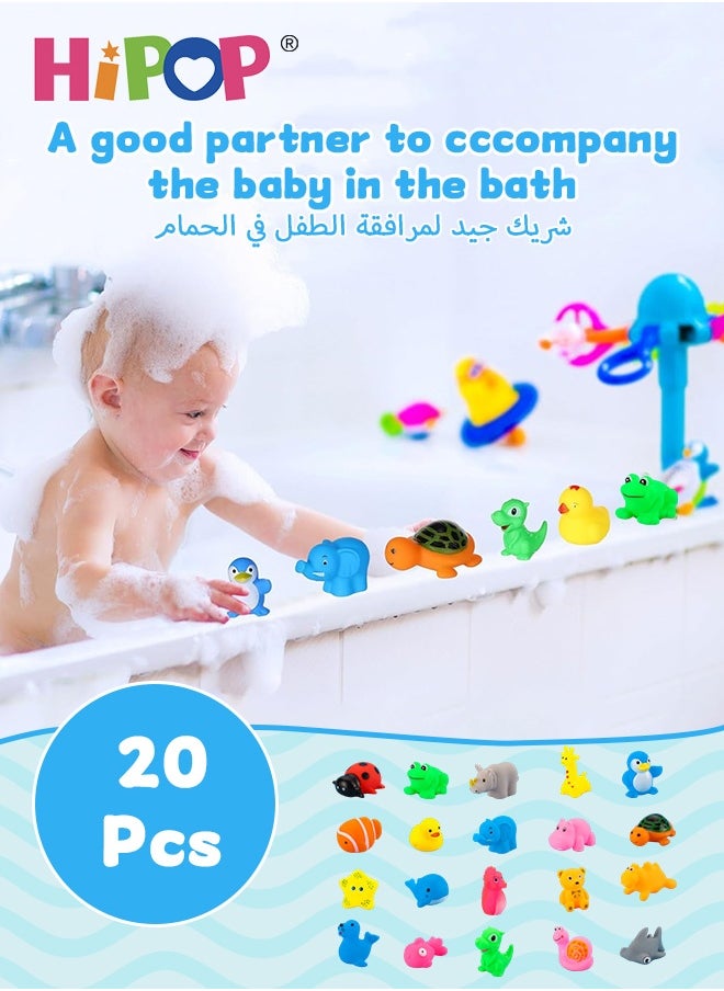 HIPOP 20-Piece Animal Bath Toy Set, Cute Baby Bath Toys Set, Bathtub Swimming Pool Toy, Floating, Squeaky Fun for Toddlers, Infants, Boys, Girls, Safe & Non-Toxic Rubber Bath Toys  - Image 2