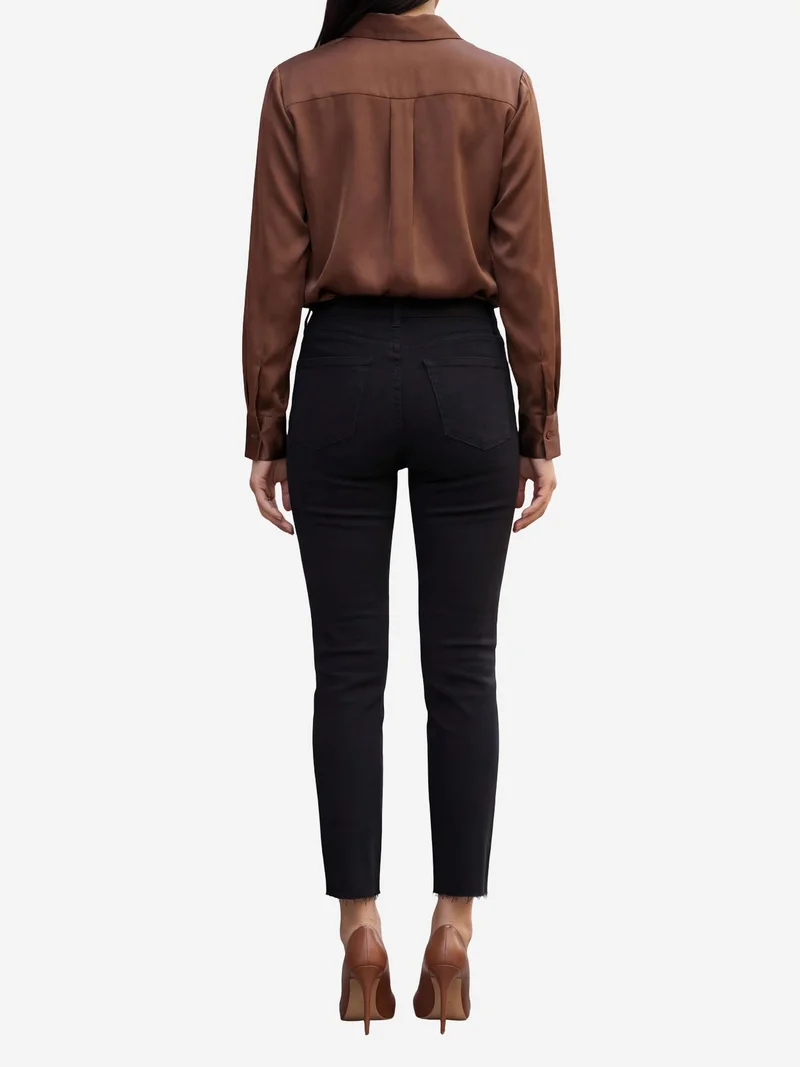 MY FASHION Black MY FASHION High Waist Skinny Leg Denim Pants for Women | Best Price UAE
