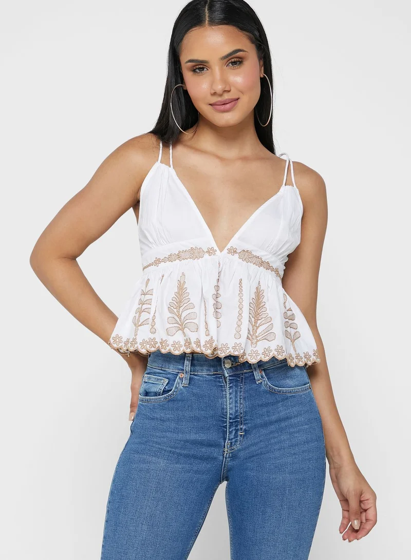 TOPSHOP Printed Strappy Crop Top