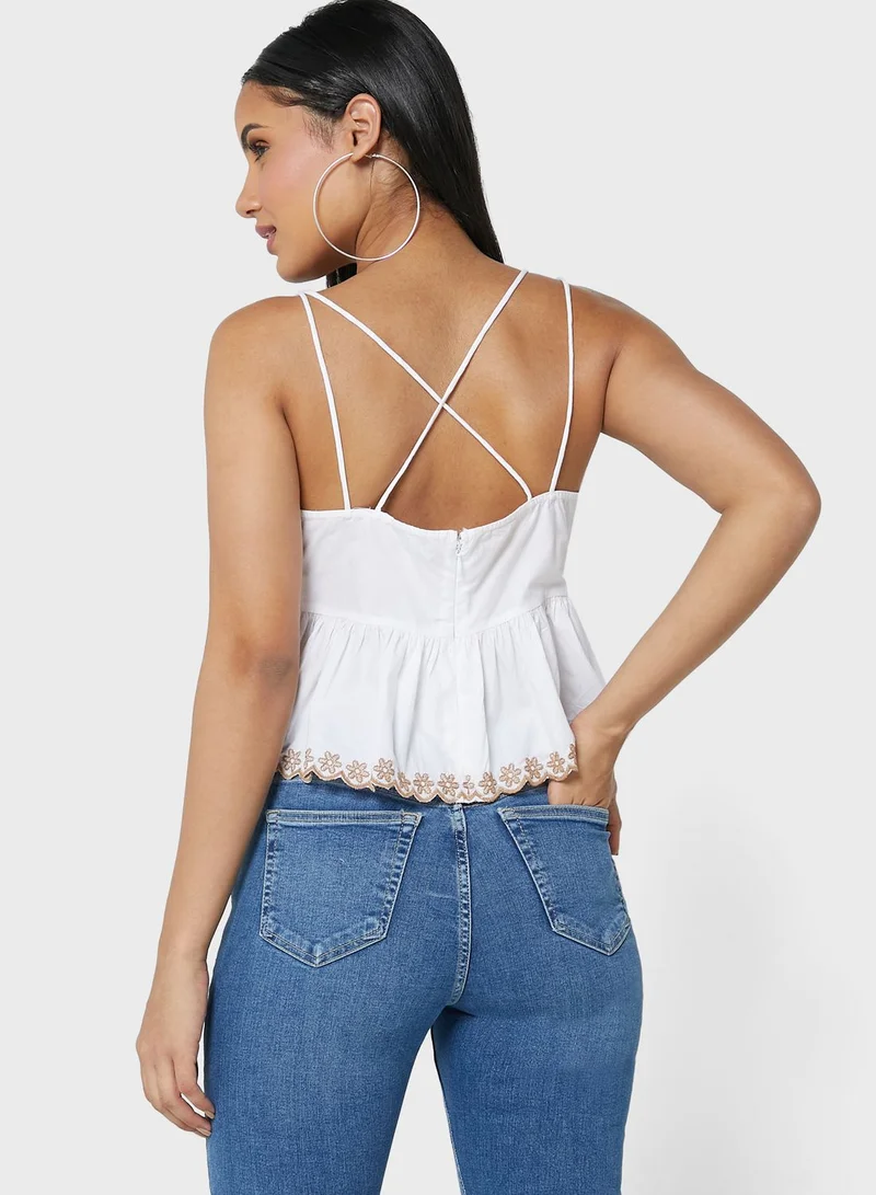 TOPSHOP Printed Strappy Crop Top