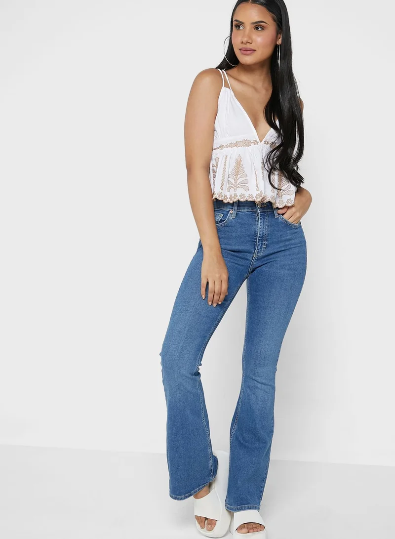 TOPSHOP Printed Strappy Crop Top