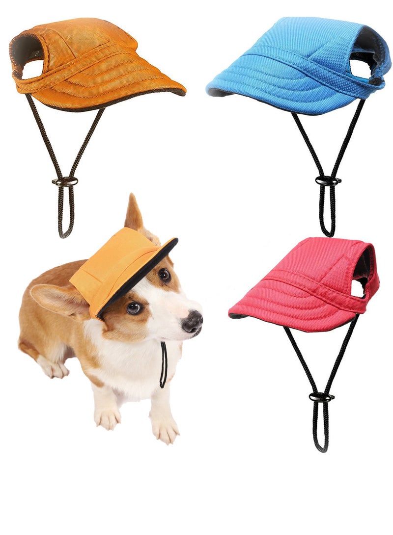 SYOSI Baseball Cap For Dogs 3 Pieces Ear Holes for Sun Protection Breathable Outdoor Pet Visor Bonnet Outfit Puppy Adjustable Drawstring Dog Sport Hat Small Medium Large  - Image 1