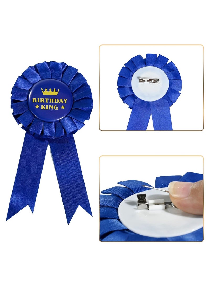 Zikra Birthday King Crown Birthday Boy Prince Crown Sash and Button Pins Birthday Boy Party Accessory Set for Boys Birthday Dress-Up Birthday Party Decoration - Image 4