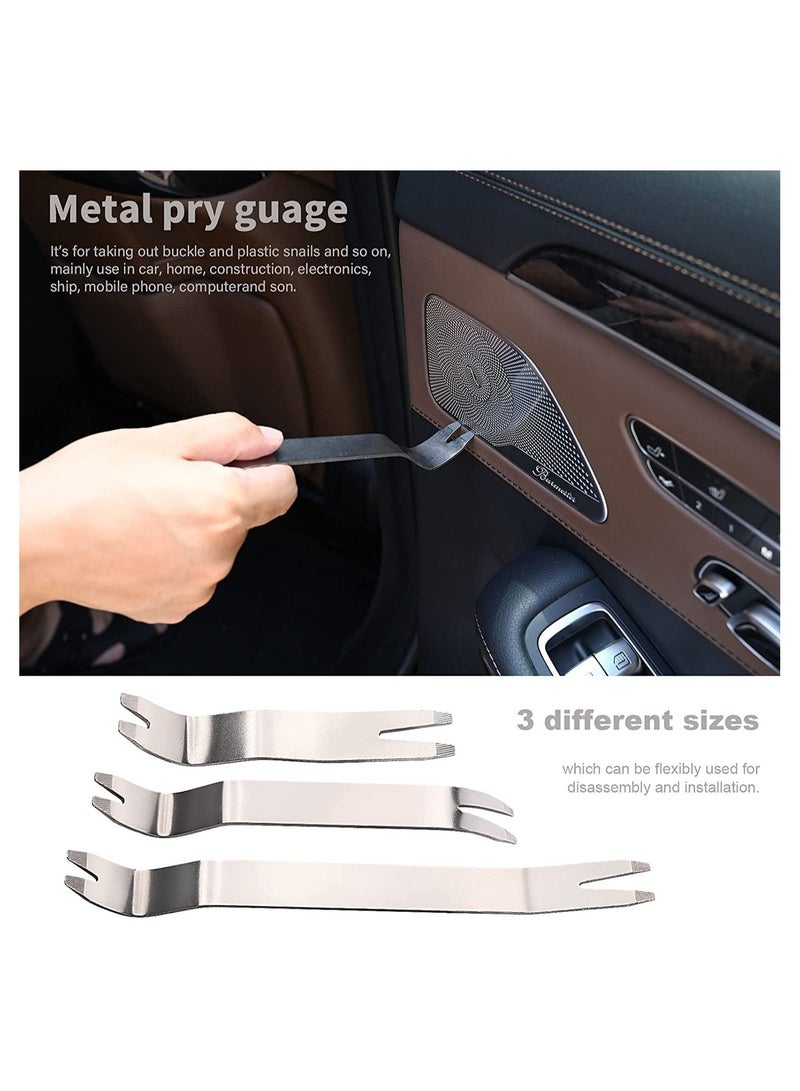 Y&D Metal Trim Removal Tool, SYOSI Auto Fastener Remover Pry Easy of Car Door Panel, Audio Radio Dashboards and Wheel Hubs, Stainless Steel Prying Plate Tool 3Pcs  - Image 3