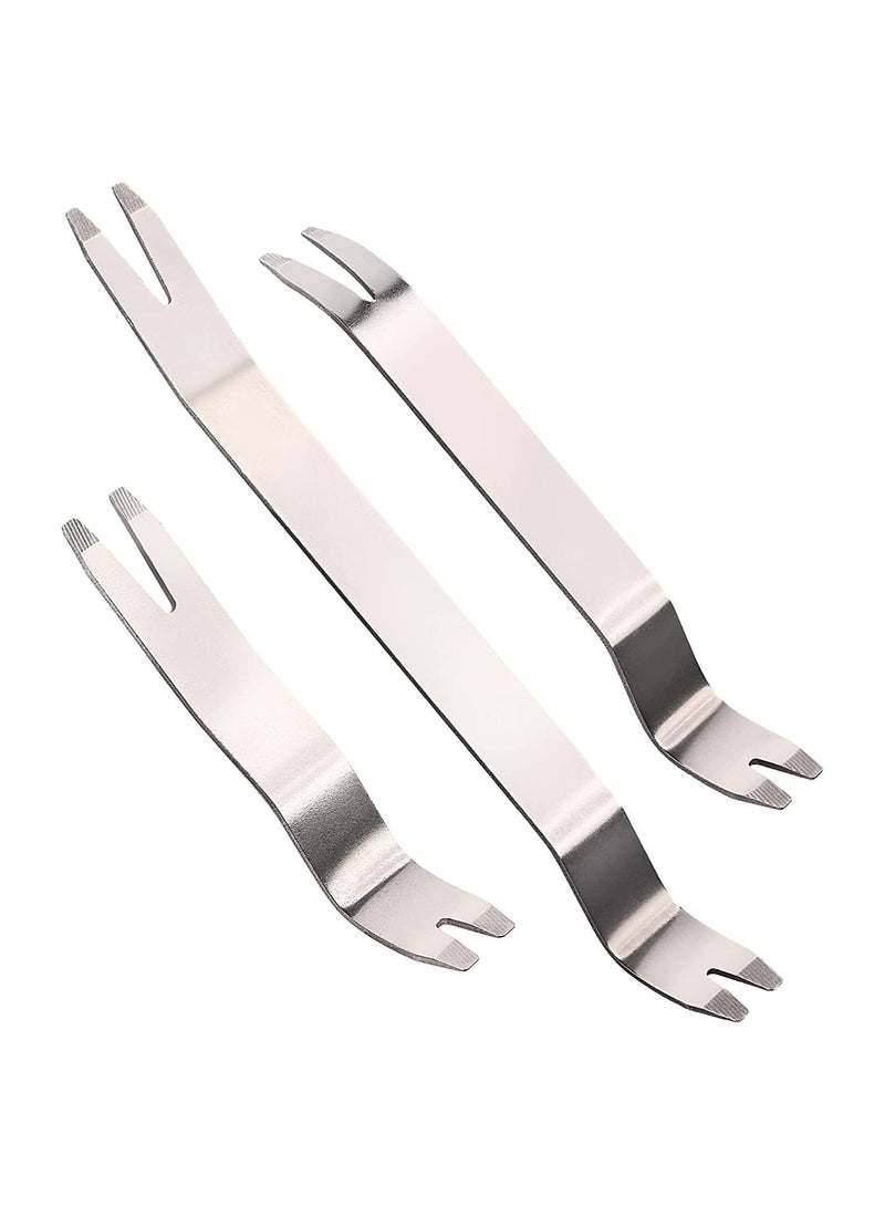 Y&D Metal Trim Removal Tool, SYOSI Auto Fastener Remover Pry Easy of Car Door Panel, Audio Radio Dashboards and Wheel Hubs, Stainless Steel Prying Plate Tool 3Pcs  - Image 1