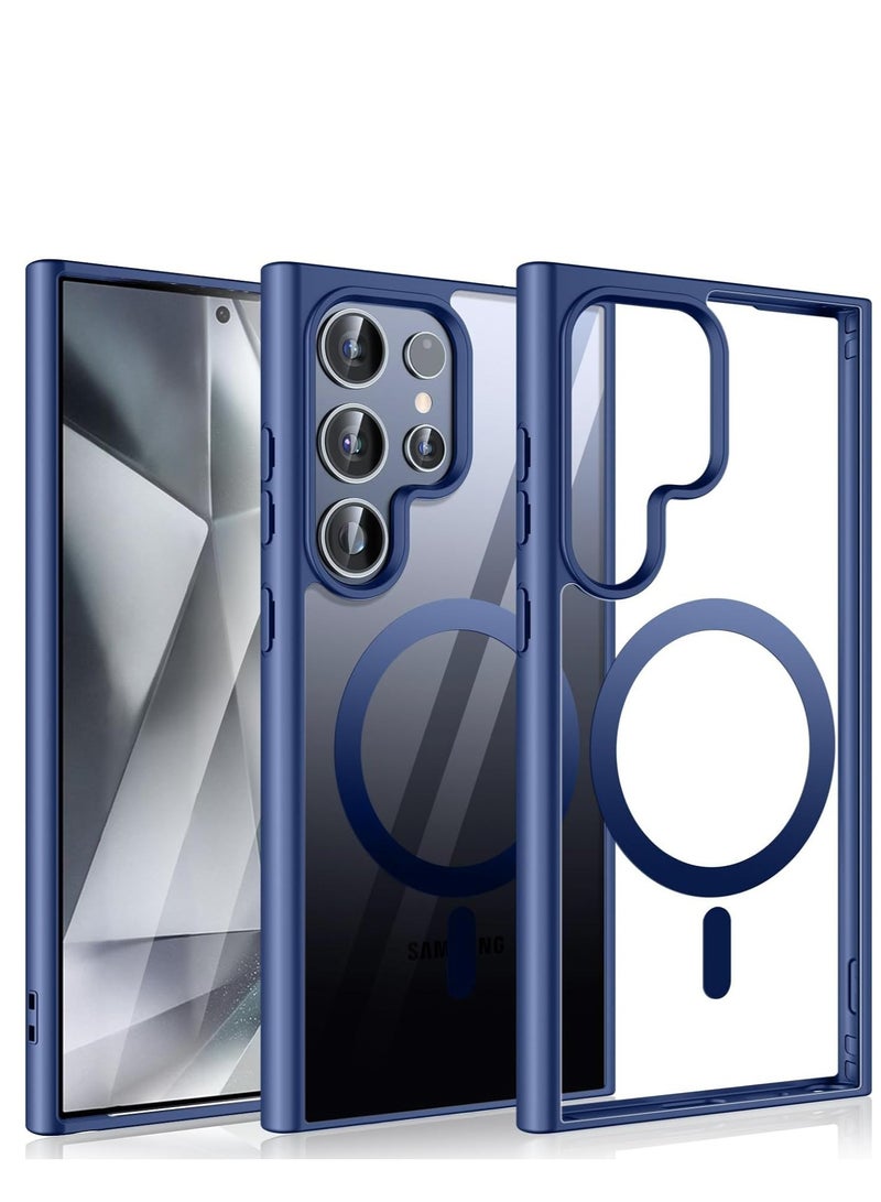 Magnetic Case for Samsung Galaxy S23 Ultra Case [Compatible with MagSafe] [Shockproof Military Grade], Transparent Back Slim Bumper Cover Phone Case Samsung S23 Ultra (navy blue)  - Image 1