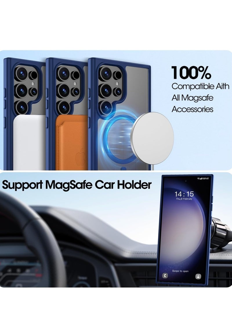 Magnetic Case for Samsung Galaxy S23 Ultra Case [Compatible with MagSafe] [Shockproof Military Grade], Transparent Back Slim Bumper Cover Phone Case Samsung S23 Ultra (navy blue)  - Image 3