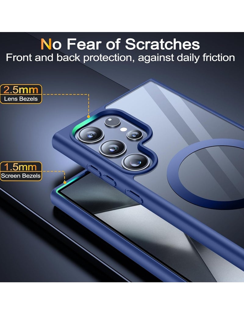 Magnetic Case for Samsung Galaxy S23 Ultra Case [Compatible with MagSafe] [Shockproof Military Grade], Transparent Back Slim Bumper Cover Phone Case Samsung S23 Ultra (navy blue)  - Image 4