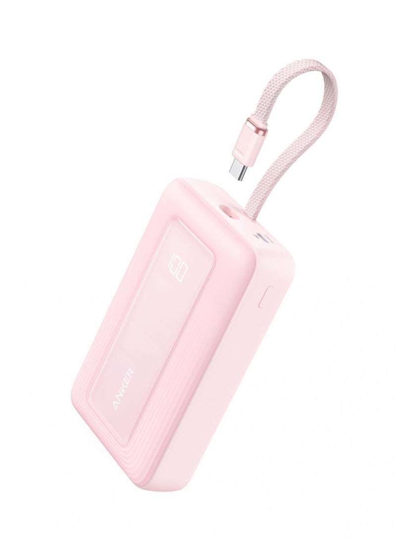 20000 mAh Zolo Power Bank, 20,000mAh 30W High-Speed Portable Charger with Built-In USB-C Cable, Battery Pack For iPhone 16/16 Plus/16 Pro/16 Pro Max/15 Series, Galaxy, and More (pink, 20000 mAh) pink - Image 1