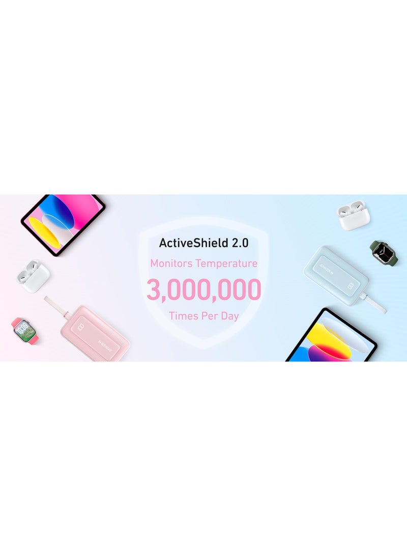 20000 mAh Zolo Power Bank, 20,000mAh 30W High-Speed Portable Charger with Built-In USB-C Cable, Battery Pack For iPhone 16/16 Plus/16 Pro/16 Pro Max/15 Series, Galaxy, and More (pink, 20000 mAh) pink - Image 4