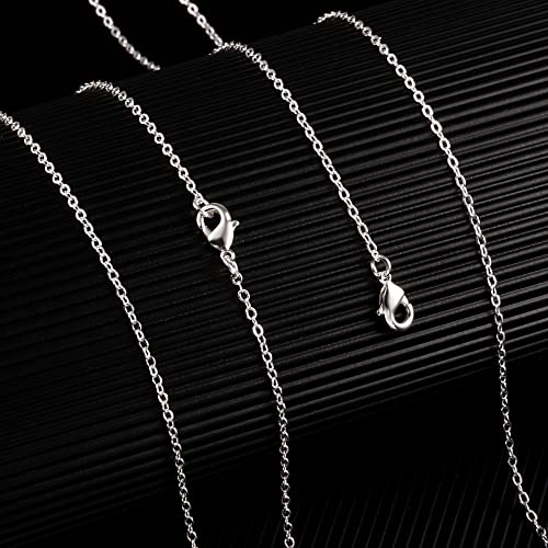 ALEXCRAFT Wholesale 12 PCS Silver Plated Solid Brass Flat Cable Chains Bulk for Jewelry Making (18 Inch(1.5MM)) - Image 4