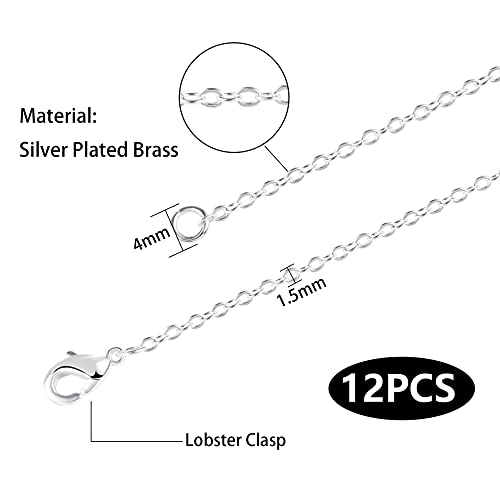 ALEXCRAFT Wholesale 12 PCS Silver Plated Solid Brass Flat Cable Chains Bulk for Jewelry Making (18 Inch(1.5MM)) - Image 5