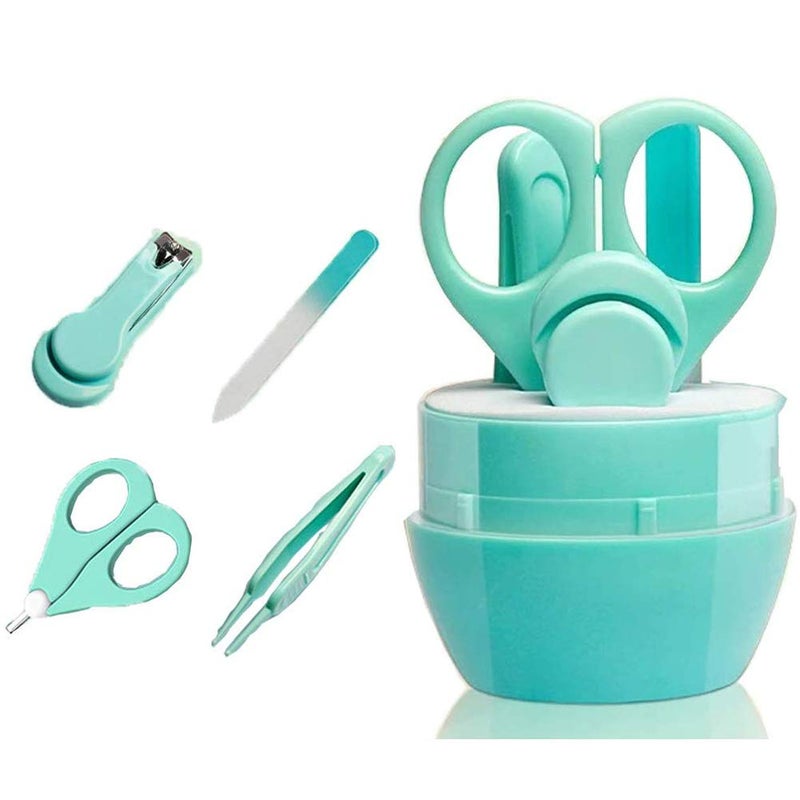 Emoly Baby Manicure Set, 4-in-1 Baby Grooming Kit, Premium Stainless Steel, Baby Nail Clippers, Scissor, File & Tweezer, Baby Nail Care Kit for Newborn, Infant & Toddler (Green) - Image 1