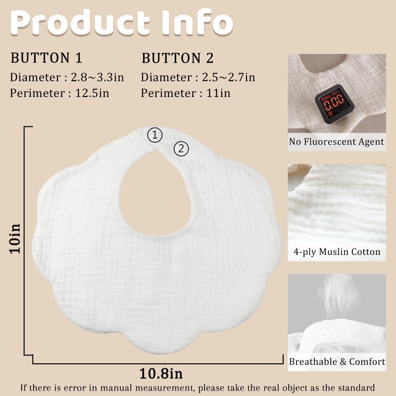 MUSBUY Baby Bibs Muslin Drooling Teething Drool Bibs for Baby Girl Boy 4Layer Muslin Cotton Absorbent Soft Breathable - Image 4