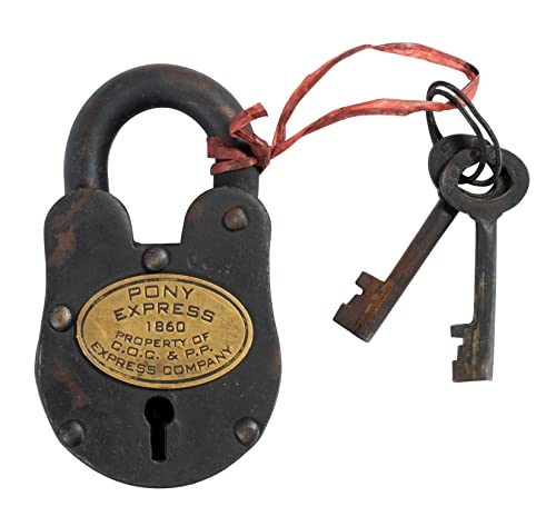 Artisan Owl Vintage Cast Iron Pony Express Padlock with 2 Working Keys Authentic AntiqueStyle Lock Functional HeavyDuty Security Padlock - Image 1