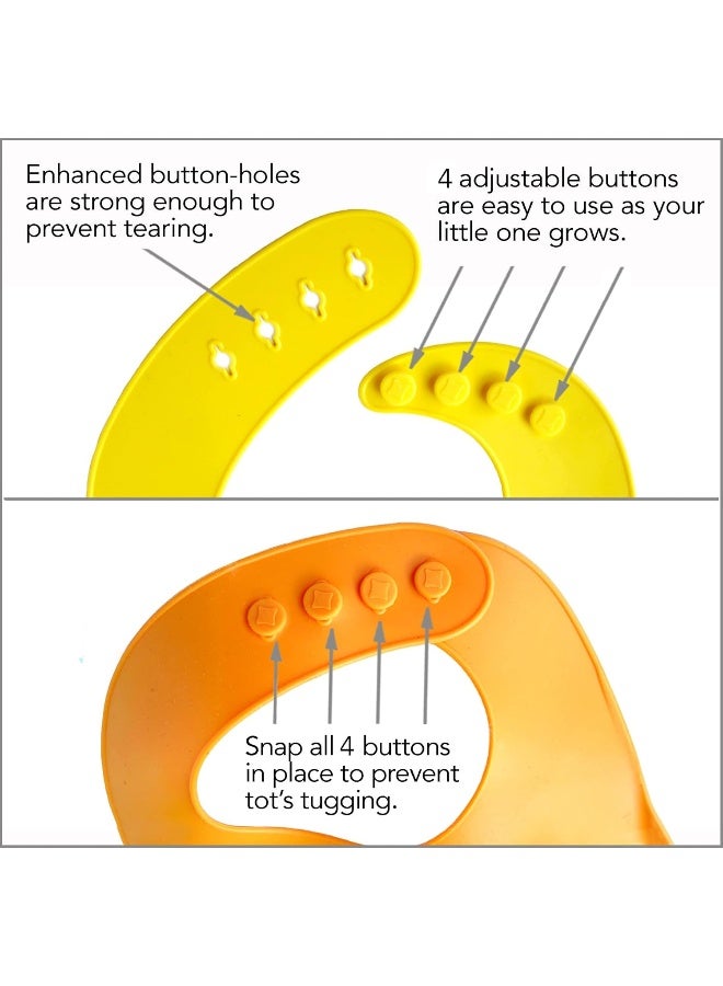 YMCF Products 2-Pack Waterproof Silicone Baby Bib Light Weight Comfortable Easy Wipe Clean - Image 3