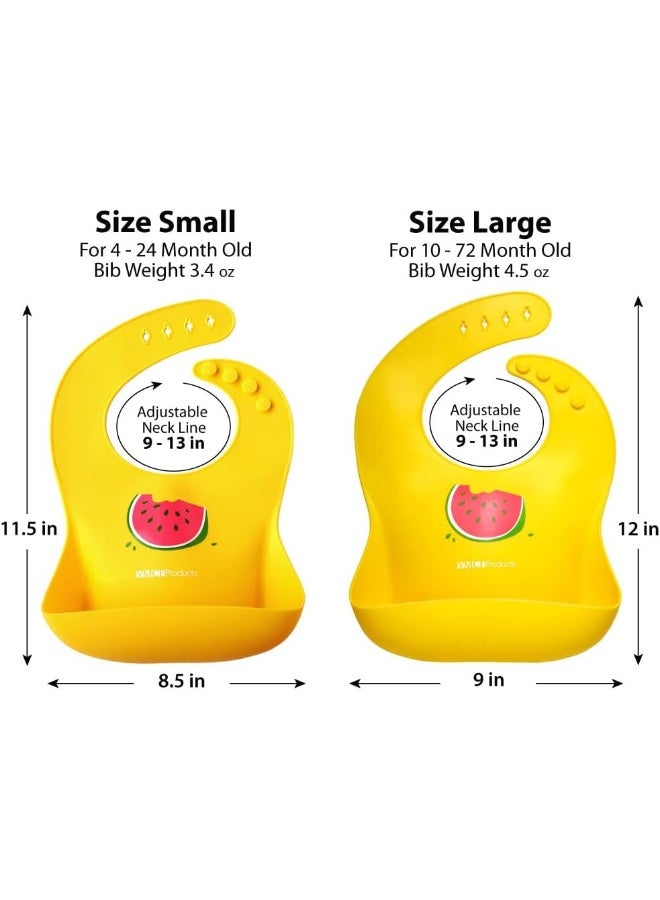 YMCF Products 2-Pack Waterproof Silicone Baby Bib Light Weight Comfortable Easy Wipe Clean - Image 2
