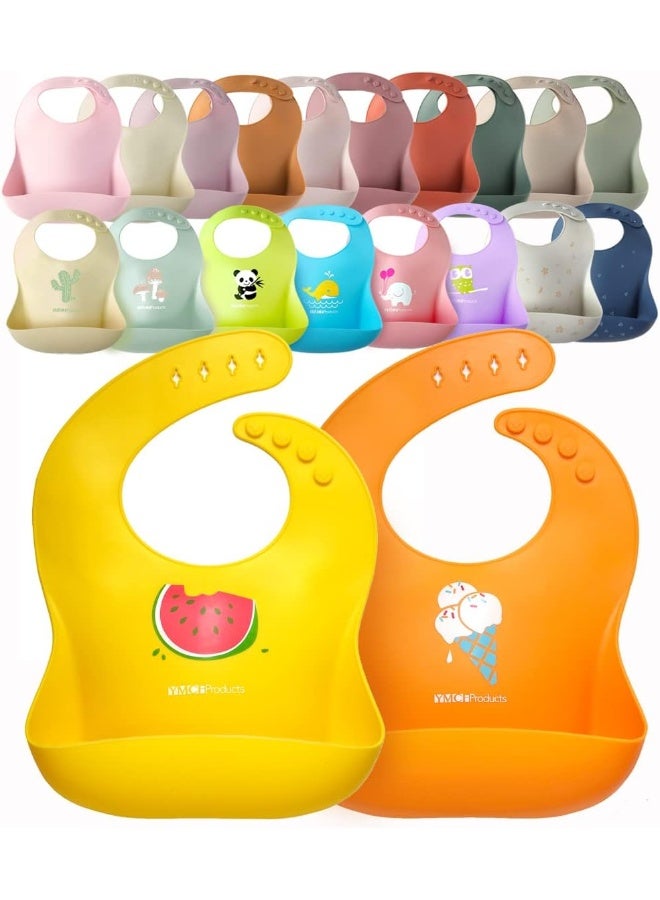 YMCF Products 2-Pack Waterproof Silicone Baby Bib Light Weight Comfortable Easy Wipe Clean - Image 1