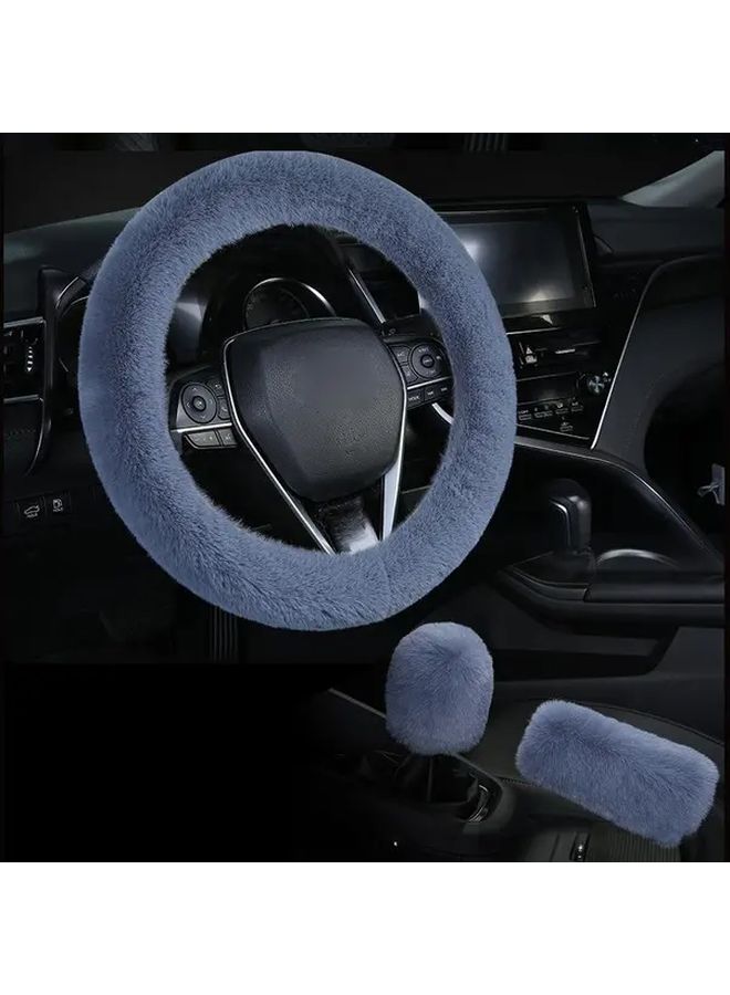 3Pcs Black Universal Steering Wheel Cover Set With Handbrake And Gear Shift Covers - Image 3