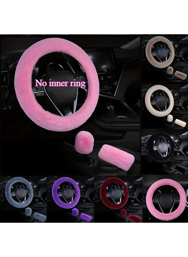 3Pcs Black Universal Steering Wheel Cover Set With Handbrake And Gear Shift Covers - Image 1