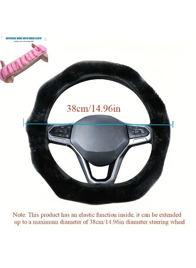3Pcs Black Universal Steering Wheel Cover Set With Handbrake And Gear Shift Covers - Image 2