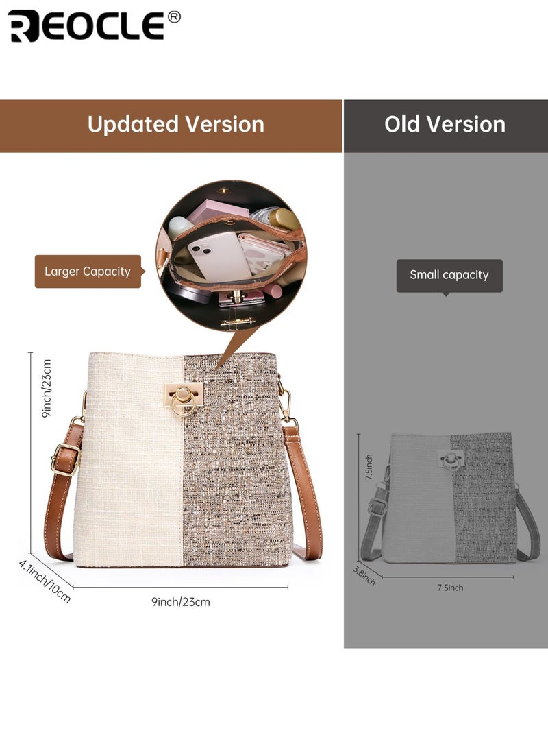 REOCLE Women's PU Crossbody Bag with Bucket Design and Multi Pocket Feature Shoulder Purse with Adjustable Strap for Fashion Daily Use - Image 4