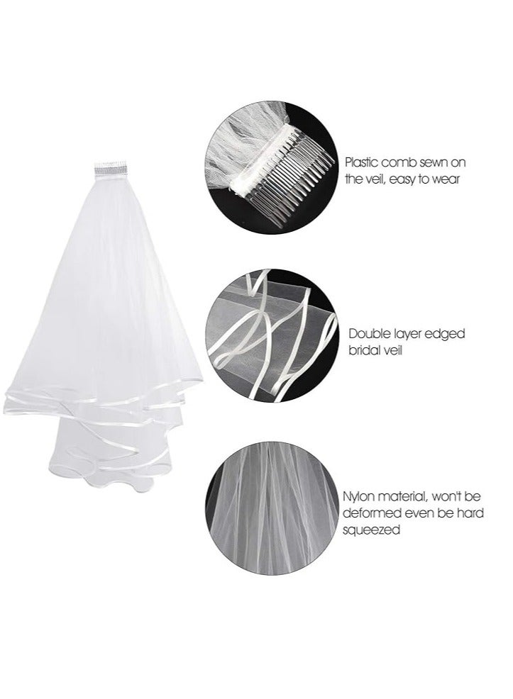 Bride to Be Sash and Veil,White Bridal Wedding Veil with Comb+Gold Bride to Be Banner Hen Party Accessory for Bridal Shower Hen Night Party Decoration - Image 3