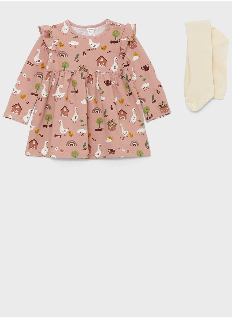 LC WAIKIKI - Infant 2 Pack Printed Midi Dress & Pantyhose - Image 1