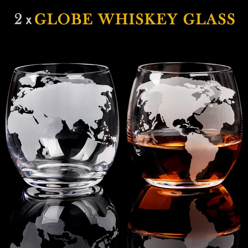 PONPUR Gifts for Men Dad Valentines Day, Whiskey Decanter Globe Set with 2 Ball Stones & 2 Glasses, Anniversary Birthday Gifts for Him Husband Boyfriend Brother, Cool Stuff Gift for Bourbon Scotch - Image 5