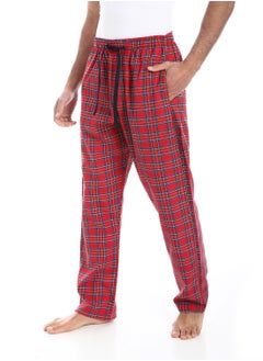 بافون Plaid Pattern Elastic Waist Pants - Red, Blue and Dark Green  - Image 1
