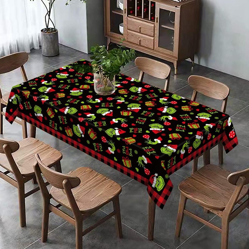 Hafangry Merry Christmas Tablecloth Xmas Green Elf Winter Holiday Party Decoration Rectangular Kitchen Dining Room Home Decor 6084inches - Image 4