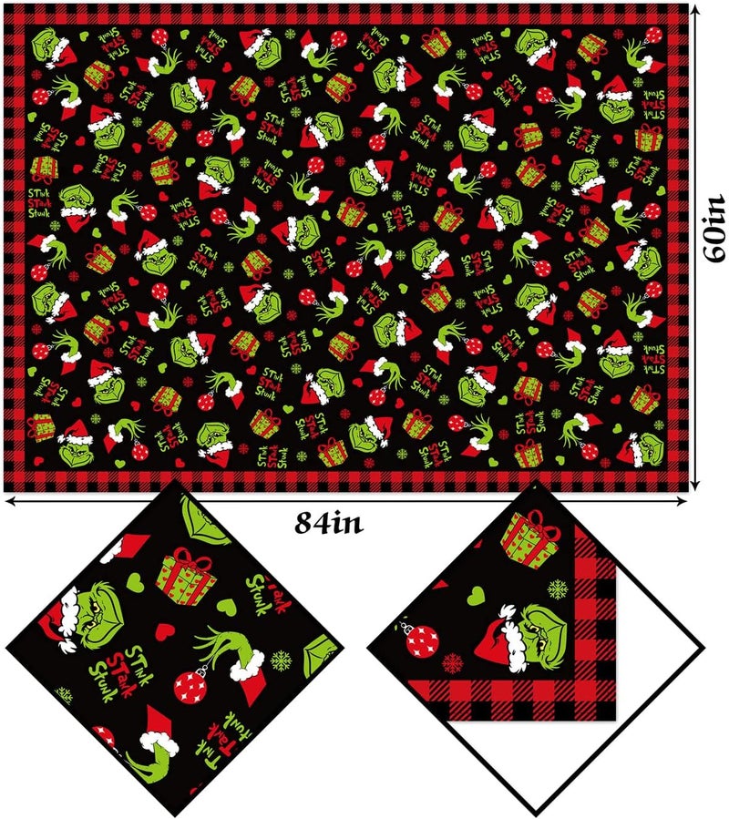 Hafangry Merry Christmas Tablecloth Xmas Green Elf Winter Holiday Party Decoration Rectangular Kitchen Dining Room Home Decor 6084inches - Image 3