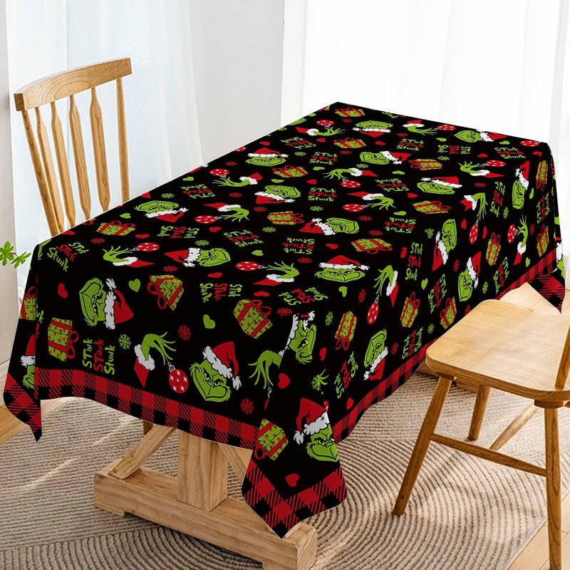 Hafangry Merry Christmas Tablecloth Xmas Green Elf Winter Holiday Party Decoration Rectangular Kitchen Dining Room Home Decor 6084inches - Image 1
