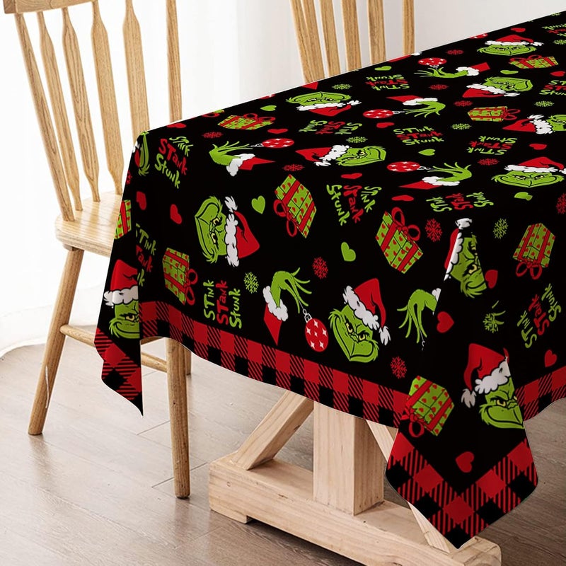Hafangry Merry Christmas Tablecloth Xmas Green Elf Winter Holiday Party Decoration Rectangular Kitchen Dining Room Home Decor 6084inches - Image 5