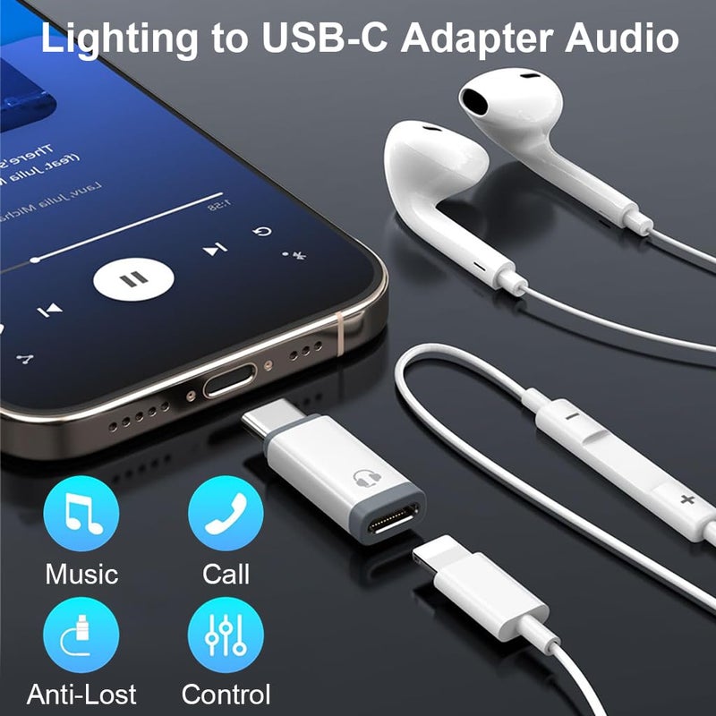 Verilux ® Lighting to Type C Converter, Type C Male to Female Lighting Earphones for iPhone with DAC Chip, Portable Audio Adapter for iPhone 16/15, Support Hands-Free Calling, Volume Control - Image 4