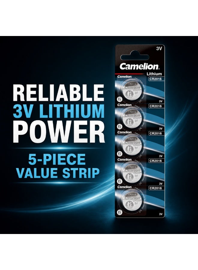 Camelion CR2016 3V Lithium Coin Cell Batteries 5 Pack for Watches, Key Fobs & Calculators - Image 5
