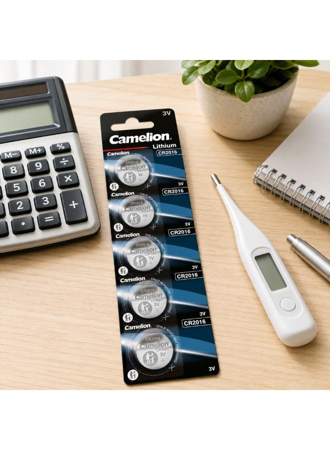 Camelion CR2016 3V Lithium Coin Cell Batteries 5 Pack for Watches, Key Fobs & Calculators - Image 4