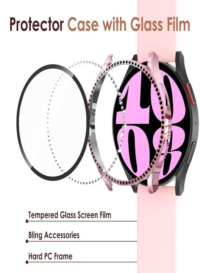 Simpeak 5-Pack Bling Screen Protector Case Compatible with Samsung Galaxy Watch 6 40mm 2023, HD Full Protection Bumper Case Cover Compatible with Galaxy Watch 6 40mm,Black,Silver,Gold,Blue,Rose Pink - Image 2