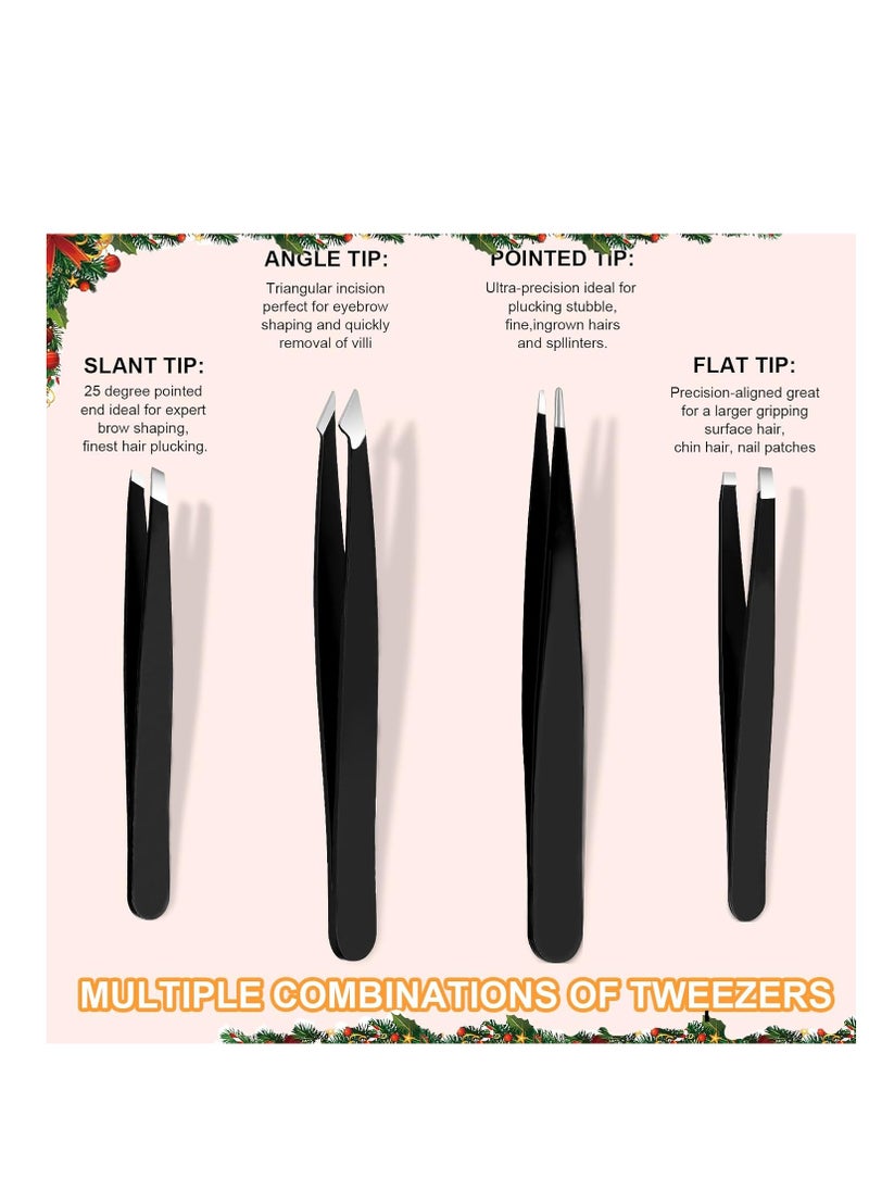 Yougai - Yougai Tweezers and Nail Clippers Set,9 Pcs Professional Stainless Steel Tweezers Kit-Great Precision Tweezers with Curved Scissors and Eyebrow Razor for Daily Beauty Tools with Leather Travel Case - Image 1